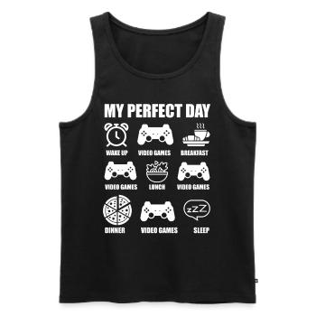 My perfect day - gamer - Débardeur bio Premium Homme - noir - Devant - Michal (187cm)