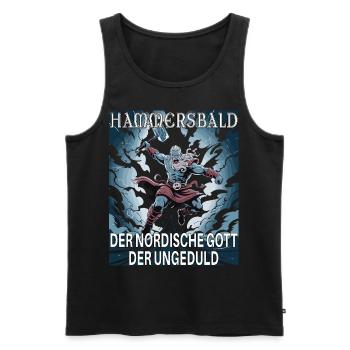 Hammersbald – Dieu nordique de l’impatience - Débardeur bio Premium Homme - noir - Devant - AI Model Male 178 light (178cm)