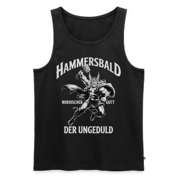 Hammersbald – Dieu nordique de l’impatience - Débardeur bio Premium Homme - noir - Devant - AI Model Male 178 light (178cm)