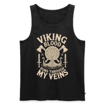 Viking Blood Runs Through My Veins - Männer Premium Bio Tank Top - Schwarz - Vorne - Michal (187cm)