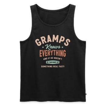 Gramps Knows Everything Funny Grandpa Humor - Men's Premium Organic Tank Top - black - Front - AI Model Male 178 light (178cm)