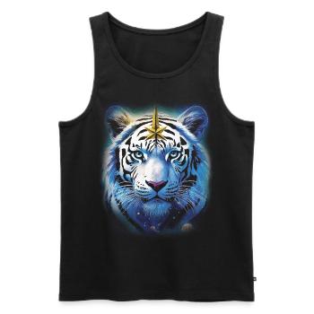 TIGRE BLEU TRIBAL NATURE ÈSPRIT NATURE - Débardeur bio Premium Homme - noir - Devant - AI Model Male 178 light (178cm)