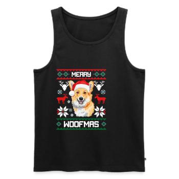 Merry Woofma's Corgi Dog Ugly Sweater Christmas - Men's Premium Organic Tank Top - black - Front - Michal (187cm)