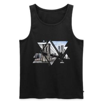 Brooklyn Bridge New York City Amérique USA - Débardeur bio Premium Homme - noir - Devant - Michal (187cm)