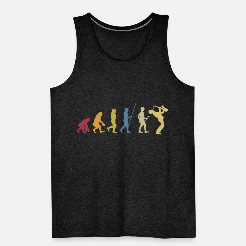 Saxophone Player Evolution Jazz Gift Men's Premium Organic Tank Top