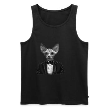 Chefkatze - Männer Premium Bio Tank Top - Schwarz - Vorne - AI Model Male 178 light (178cm)