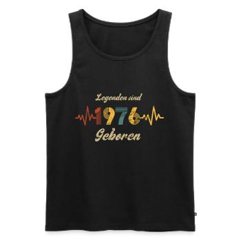 Geburtstag Baujahr 1976 Herzschlag Spruch - Männer Premium Bio Tank Top - Schwarz - Vorne - Michal (187cm)