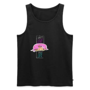 Donut Liebe Leben Love Live Doughnut Glück - Männer Premium Bio Tank Top - Schwarz - Vorne - Michal (187cm)