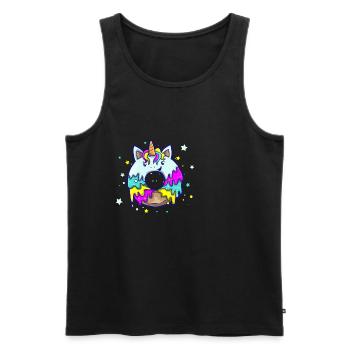 Donut Drôle Licorne Licorne Sucré Dessert Sucre - Débardeur bio Premium Homme - noir - Devant - AI Model Male 178 light (178cm)