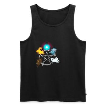 Alchemie Elemente Feuer Luft Wasser Erde Seele - Männer Premium Bio Tank Top - Schwarz - Vorne - AI Model Male 178 light (178cm)