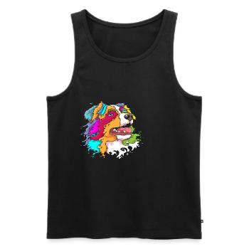 Australian Shepherd Aussie Lover Splash Art - Men's Premium Organic Tank Top - black - Front - AI Model Male 178 light (178cm)