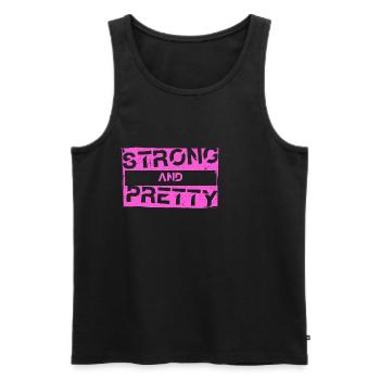 Forte et jolie séance d’entraînement gym strongman - Débardeur bio Premium Homme - noir - Devant - AI Model Male 178 light (178cm)