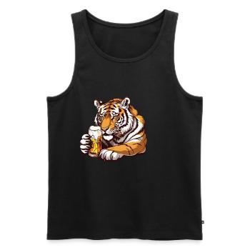 Cute Tiger Drinking Beer 2 - Männer Premium Bio Tank Top - Schwarz - Vorne - Michal (187cm)