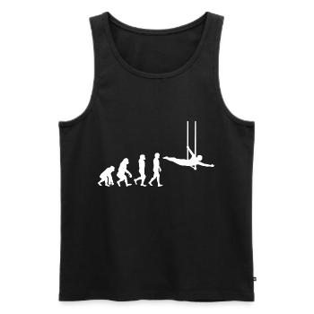 Trapèze volant Circus Gymnastique Évolution - Débardeur bio Premium Homme - noir - Devant - AI Model Male 178 light (178cm)