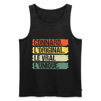 Connard l' original le vrai humour cadeau vintage - Débardeur bio Premium Homme - noir - Devant - AI Model Male 178 light (178cm)