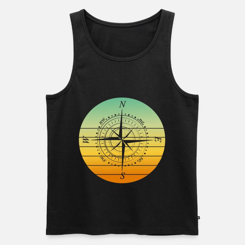 Kompass - Männer Premium Bio Tank Top - Schwarz