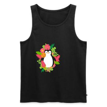 Penguin Hawaii Vacation Aloha Hibiscus Summer - Men's Premium Organic Tank Top - black - Front - Michal (187cm)