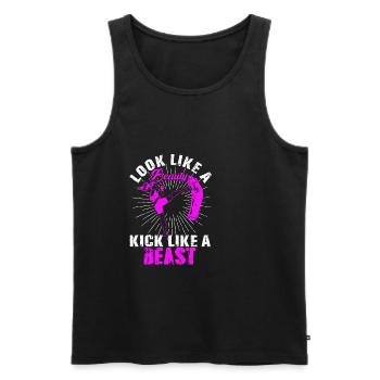Beauty Kickboxing Beast Kickboxer Girl Fighter - Men's Premium Organic Tank Top - black - Front - Michal (187cm)