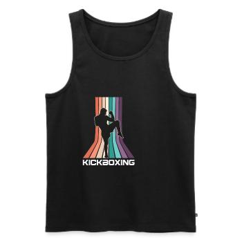 Vintage Kickboxer Retro Kickboxing Fighter MMA - Men's Premium Organic Tank Top - black - Front - Michal (187cm)