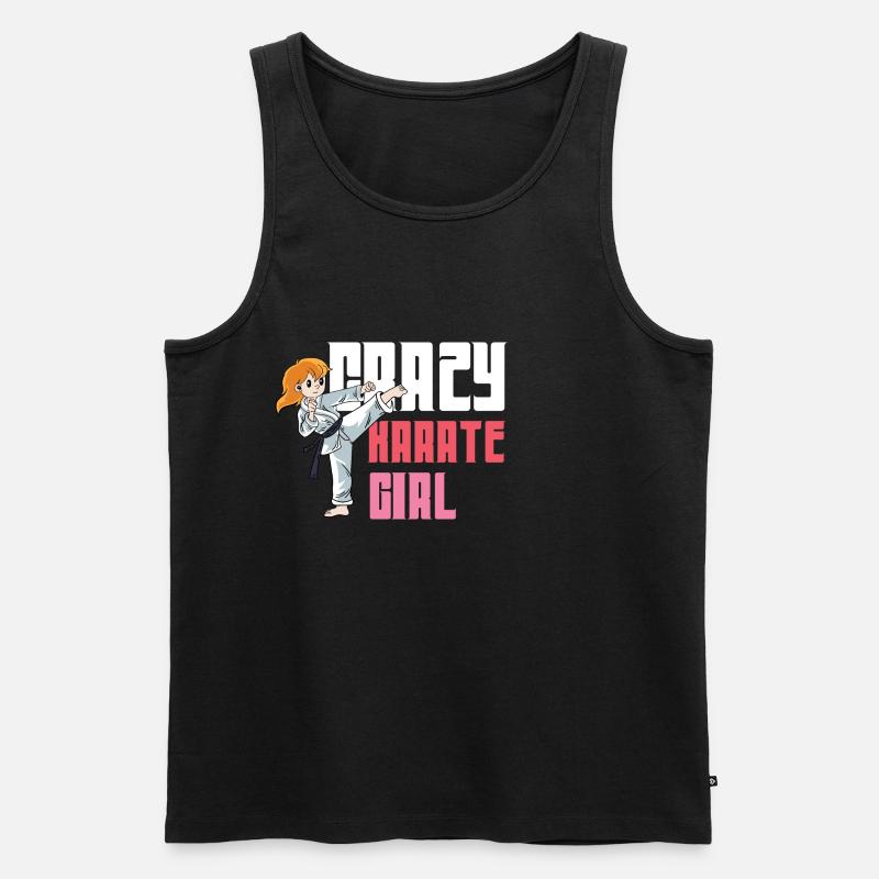 Verrücktes Karate Mädchen Kampfkunststudent Gesche - Männer Premium Bio Tank Top - Schwarz