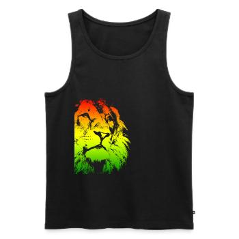 Tête de lion - Débardeur bio Premium Homme - noir - Devant - Michal (187cm)