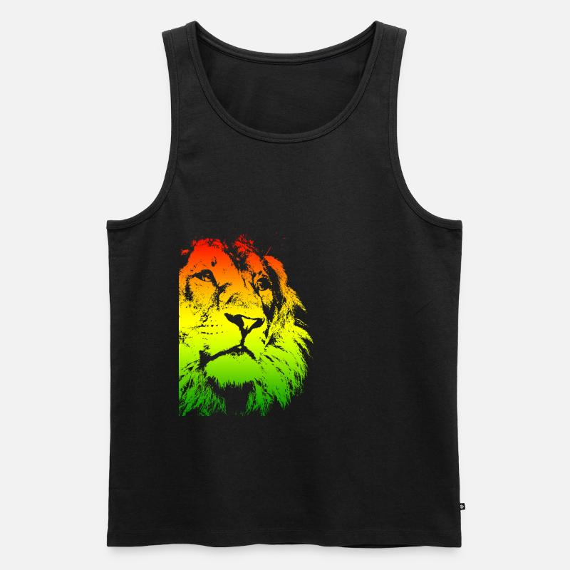 Löwenkopf - Männer Premium Bio Tank Top - Schwarz