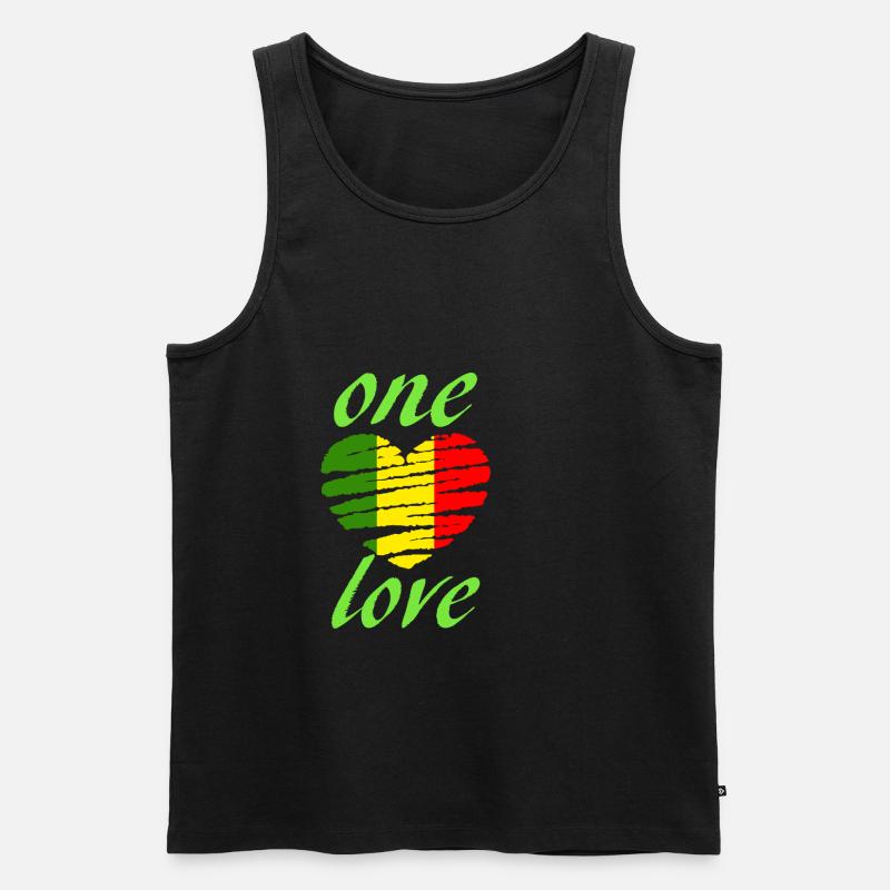 Herz eine Liebe - Männer Premium Bio Tank Top - Schwarz