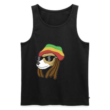 Reggae Dog - Männer Premium Bio Tank Top - Schwarz - Vorne - AI Model Male 178 light (178cm)
