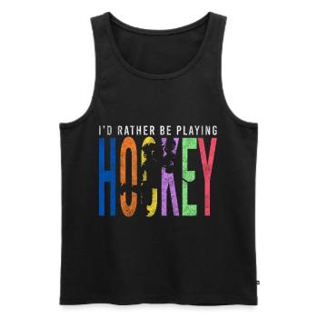 Rondelle de l’équipe de hockey - Débardeur bio Premium Homme - noir - Devant - AI Model Male 178 light (178cm)