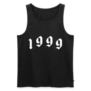 Année 1999 - Débardeur bio Premium Homme - noir - Devant - AI Model Male 178 light (178cm)
