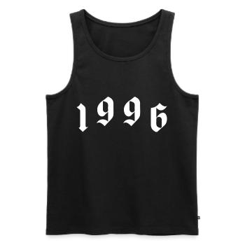 1996 year - Men's Premium Organic Tank Top - black - Front - AI Model Male 178 light (178cm)
