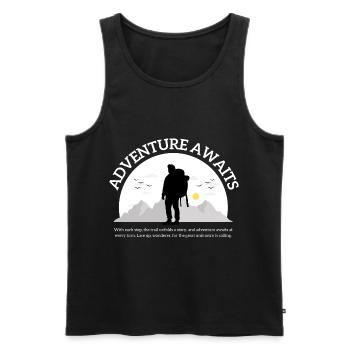 wandern Natur - adventure awaits - Männer Premium Bio Tank Top - Schwarz - Vorne - Michal (187cm)