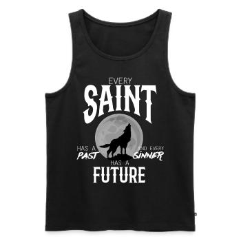 Holy sinner wolf saying gift past - Men's Premium Organic Tank Top - black - Front - Michal (187cm)