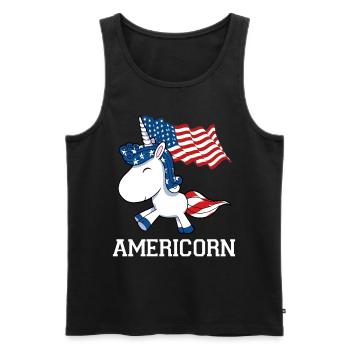 Amérique USA Licorne licornes cheval cadeau - Débardeur bio Premium Homme - noir - Devant - Michal (187cm)