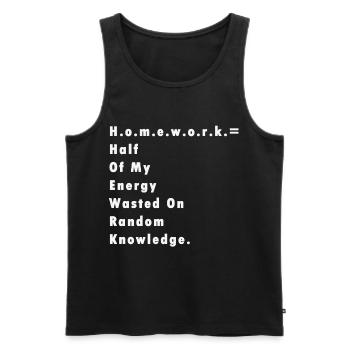 Étudiant enseignant de devoirs disant l'école de cadeau - Débardeur bio Premium Homme - noir - Devant - Michal (187cm)