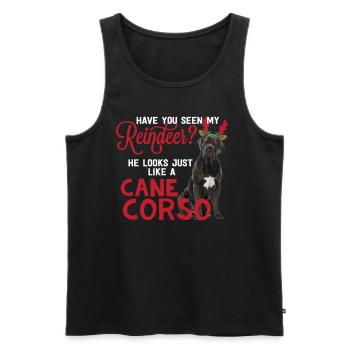 Canne De Noël Corso Costume De Chien De Renne Moloss - Débardeur bio Premium Homme - noir - Devant - AI Model Male 178 light (178cm)
