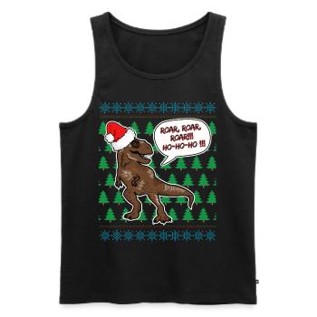 T Rex Christmas Jumper Dinosaurier Fan Weihnachten - Männer Premium Bio Tank Top - Schwarz - Vorne - Michal (187cm)