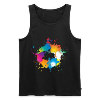 Colorful splashes of color make a circle - Men's Premium Organic Tank Top - black - Front - AI Model Male 178 light (178cm)
