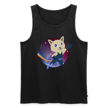 Cute cat superhero universe levitation kitty - Men's Premium Organic Tank Top - black - Front - AI Model Male 178 light (178cm)