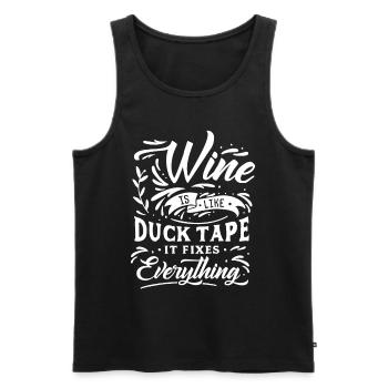 Lustiger Wein Spruch, Wein ist wie Klebeband.... - Männer Premium Bio Tank Top - Schwarz - Vorne - AI Model Male 178 light (178cm)