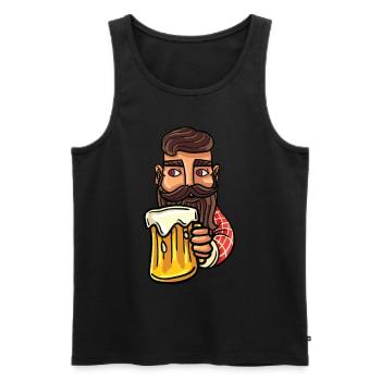 Barbe bière alcool boisson hipster barbe cadeau - Débardeur bio Premium Homme - noir - Devant - AI Model Male 178 light (178cm)