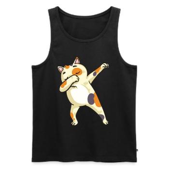Dabbing Cat Lover Dance Funny Gift - Men's Premium Organic Tank Top - black - Front - AI Model Male 178 light (178cm)