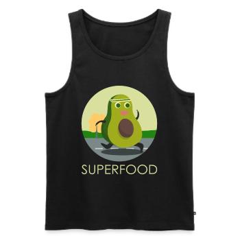 Jogging de l'entraînement sportif drôle Superfood à l'avocat - Débardeur bio Premium Homme - noir - Devant - Michal (187cm)