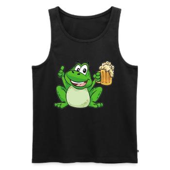 Frosch der Bier trinkt Cartoon lustig Cartoon - Männer Premium Bio Tank Top - Schwarz - Vorne - AI Model Male 178 light (178cm)