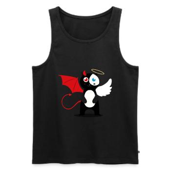 Cat Cat Angel Devil Evil Good Cute Meow - Men's Premium Organic Tank Top - black - Front - AI Model Male 178 light (178cm)