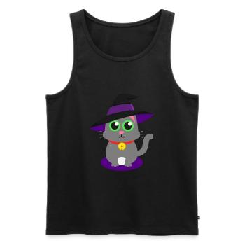 Süße Katze Mieze Miau Hexenhut Hexe Zaubern - Männer Premium Bio Tank Top - Schwarz - Vorne - Michal (187cm)