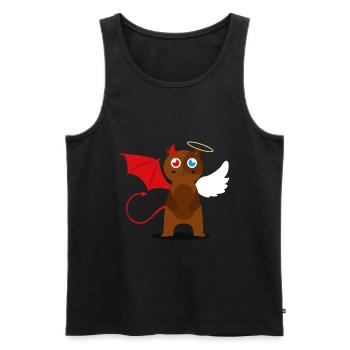 Cat Cat Angel Devil Evil Good Cute Meow - Men's Premium Organic Tank Top - black - Front - AI Model Male 178 light (178cm)