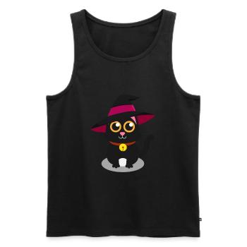 Süße Katze Mieze Miau Hexenhut Hexe Zaubern - Männer Premium Bio Tank Top - Schwarz - Vorne - Michal (187cm)