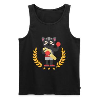 Katze Kämpfen Boxen Schlagen Sport Kampf Sieg - Männer Premium Bio Tank Top - Schwarz - Vorne - AI Model Male 178 light (178cm)