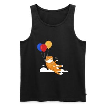Lustige Katze Kater Miau Fliegt Mit Ballon - Männer Premium Bio Tank Top - Schwarz - Vorne - Michal (187cm)